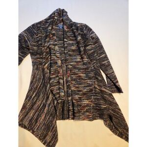 Great Northwest Indigo Womens Space Dye Waterfall Open Front Cardigan‎ Blue M
